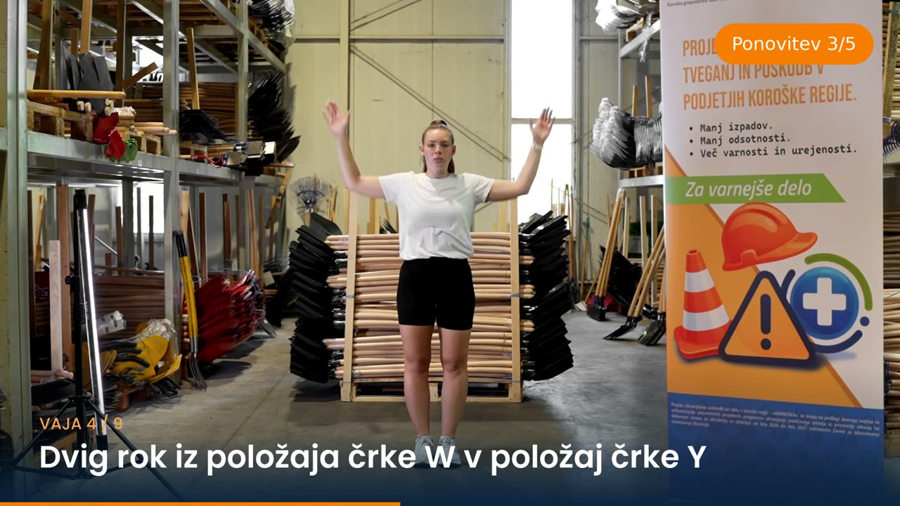 Dvigi rok iz položaja črke W v položaj črke Y – izvedba